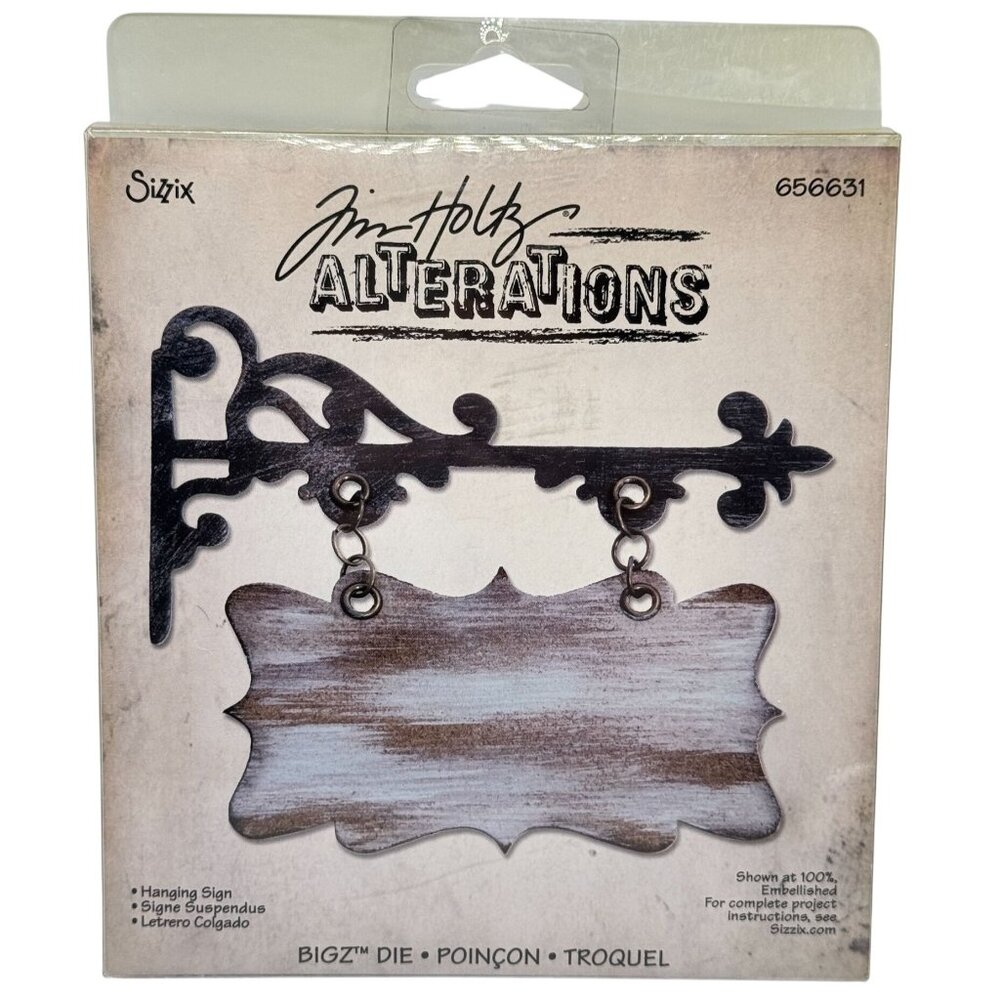 Sizzix Bigz Tim Holtz Alterations Hanging Sign Die 656631New